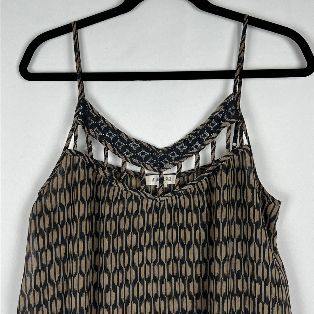 Taylor &‎ Sage Black and Tan-ish Brown Flowy Tank Top - Picture 2 of 8